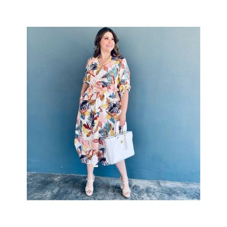 Maxi vestido de lino Roman Fashion /Tallas extras, 2154 (Blanco tropical)