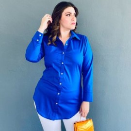 Camisa entallada Roman Fashion/Tallas Extras, 9512 (Azul rey)