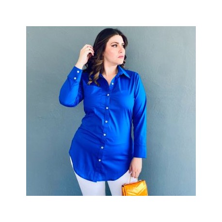Camisa entallada Roman Fashion/Tallas Extras, 9512 (Azul rey)