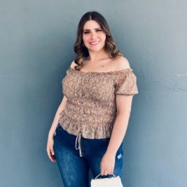 Blusa smock Tallas Extras, 12120 (Cafe floreado)