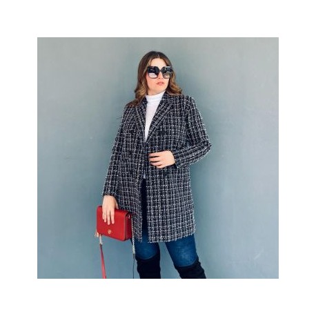 Abrigo Tweed Roman Fashion/Tallas Extras, 7046 (Negro)