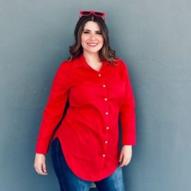 Camisa entallada Roman Fashion/Tallas Extras, 9512 (Rojo)
