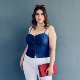 Blusa de mezclilla Tallas Extras, 11565 (Azul)