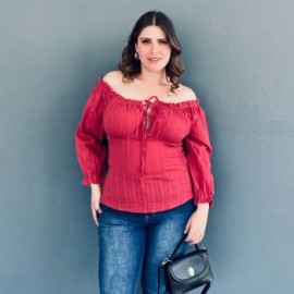 Blusa escote campesino Tallas Extras, 11413 (Terracota)