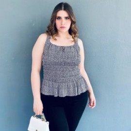 Blusa cintura smock Tallas Extras, 11537 (Negro)