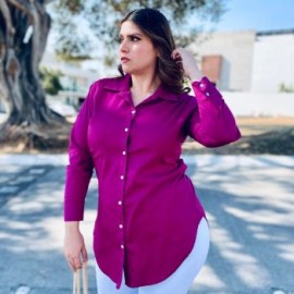 Camisa entallada Roman Fashion/Tallas Extras, 9512 (Magenta)