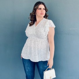 Blusa de puntos Tallas Extras, 6828 (Blanco)