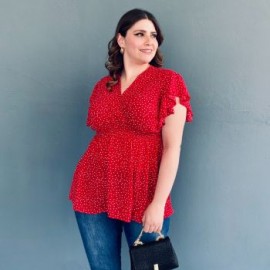 Blusa de puntos Tallas Extras, 6828 (Rojo)