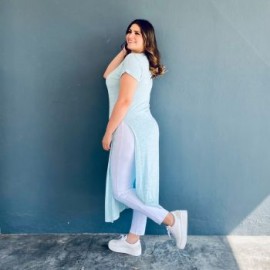 Maxi-blusa con aberturas Tallas extras, 8701 (Menta)