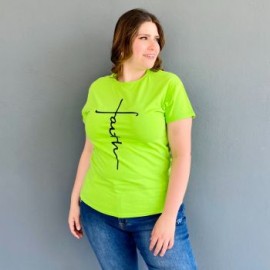 Playera Roman Fashion /Tallas Extras, 9001-13 FAITH (Verde)