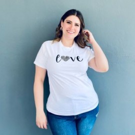 Playera Roman Fashion /Tallas Extras, 9001-50 LOVE (Blanco)
