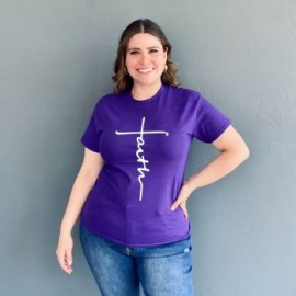 Playera Roman Fashion /Tallas Extras, 9001-13 FAITH (Morado)