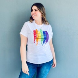 Playera Roman Fashion /Tallas Extras, 9001-51 LOVE WINS (Blanco)