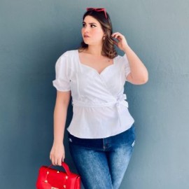 Blusa peplum Roman Fashion /Tallas Extras 0412 (Blanco)