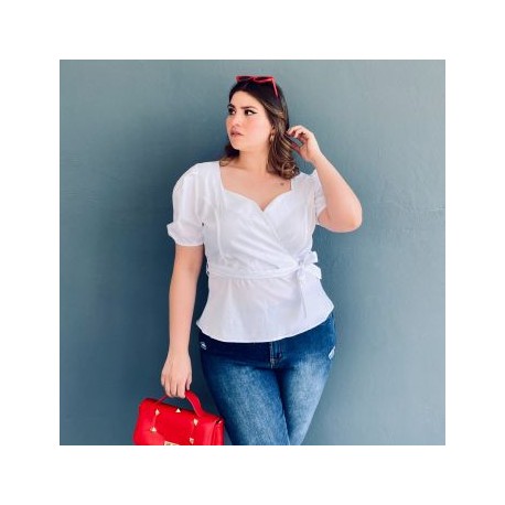 Blusa peplum Roman Fashion /Tallas Extras 0412 (Blanco)