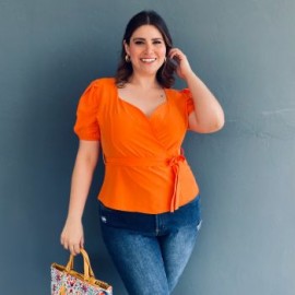 Blusa peplum Roman Fashion /Tallas Extras 0412 (Naranja)