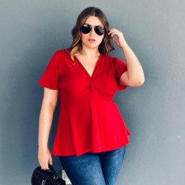 Blusa corte A Roman Fashion /Tallas Extras, 1710 (Rojo)