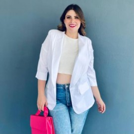 Blazer con hombreras Roman Fashion/Tallas Extras, 0323 (Blanco)