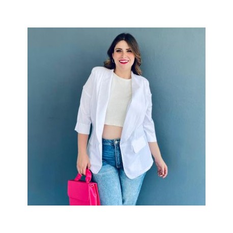 Blazer con hombreras Roman Fashion/Tallas Extras, 0323 (Blanco)