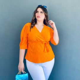 Blusa fresca Roman Fashion/Tallas Extras, 0444 (Naranja)