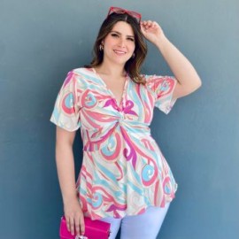 Blusa corte "A" Roman Fashion/Tallas Extras, 1710 (Azul est)