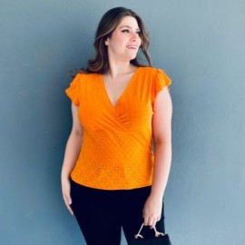 Blusa sin manga Roman Fashion/Tallas Extras, 0315 (Naranja)