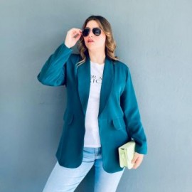 Blazer con ribete en talla extra, modelo 2631 (Verde botella)