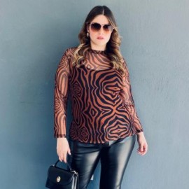 Blusa de mesh + basica, Roman Fashion - Tallas Extras 1791 (Chedron)