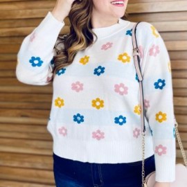 Suéter Premium con perlas Fashion/Tallas Extras, 2028 (hueso)