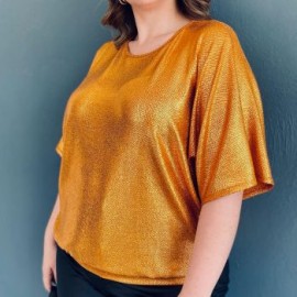 Blusa overzie de brillo Roman Fashion - Tallas Extras 1805 (Oro Amarillo)