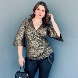 Blusa print Roman Fashion/Tallas Extras, 1804 (Dorado)