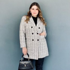 Abrigo Tweed Roman Fashion/Tallas Extras, 7046 (Blanco)
