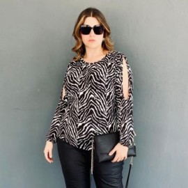 Blusa Animal Print Roman Fashion / Tallas Extras 1795 (Cebra)