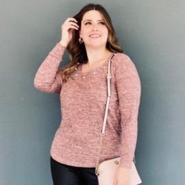 Sueter con perlas  Roman Fashion / Tallas Extras 1138 (Rosa)