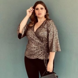 Blusa print Roman Fashion/Tallas Extras, 1804 (Bronce)