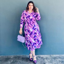 Vestido sublimado Roman Fashion /Tallas Extras, 4307 (Lila mosaico)