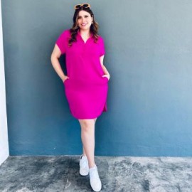 Vestido camisero Roman Fashion /Tallas Extras, 1971 (Magenta)