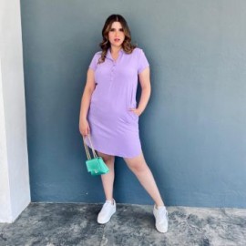 Vestido camisero Roman Fashion /Tallas Extras, 1971 (Lila)