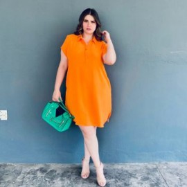 Vestido camisero Roman Fashion /Tallas Extras, 1971 (Naranja)