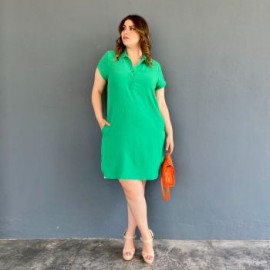 Vestido camisero Roman Fashion /Tallas Extras, 1971 (Verde)