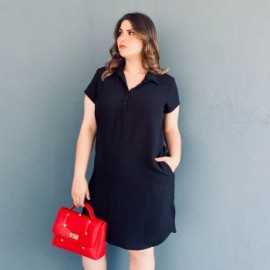 Vestido camisero Roman Fashion /Tallas Extras, 1971 (Negro)