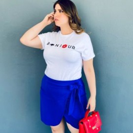 Short falda con moño Roman Fashion /Tallas Extras, 7042 (Azul rey)