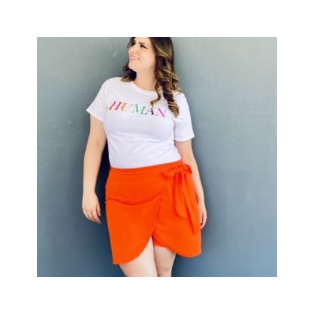 Short falda con moño Roman Fashion /Tallas Extras, 7042 (Naranja)