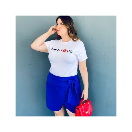 Short falda con moño Roman Fashion /Tallas Extras, 7042 (Azul rey)