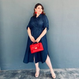 Vestido de mezclilla Roman Fashion /Tallas Extras, 1753, (Azul Dark)