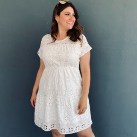 Vestido bordado Roman Fashion /Tallas Extras, 2284 (Blanco)