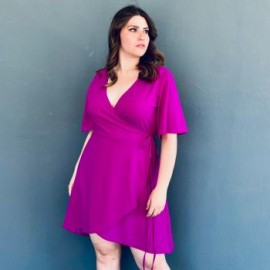 Vestido envolvente Roman Fashion /Tallas Extras, 4211 (Magenta)