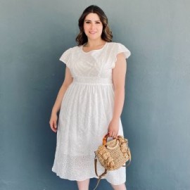 Vestido de algodón Tallas Extras, 91023 (Blanco)
