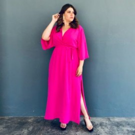 Maxi vestido con cinto Roman Fashion /Tallas Extras, 0463 (Fiusha)