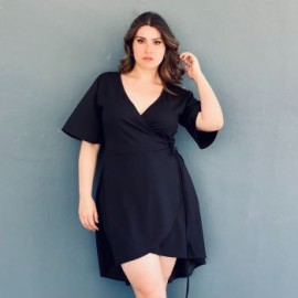 Vestido envolvente Roman Fashion /Tallas Extras, 4211 (Negro)